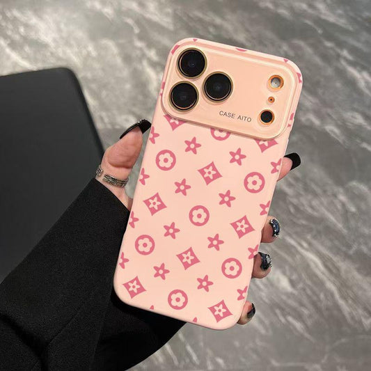 Vintage Print Dopamine Ins Style Solid Color Phone Case with Ultra Skin Friendly Touch, All Inclusive Lens Phone Case Suitable for Apple 17 16 15 14 13 12
